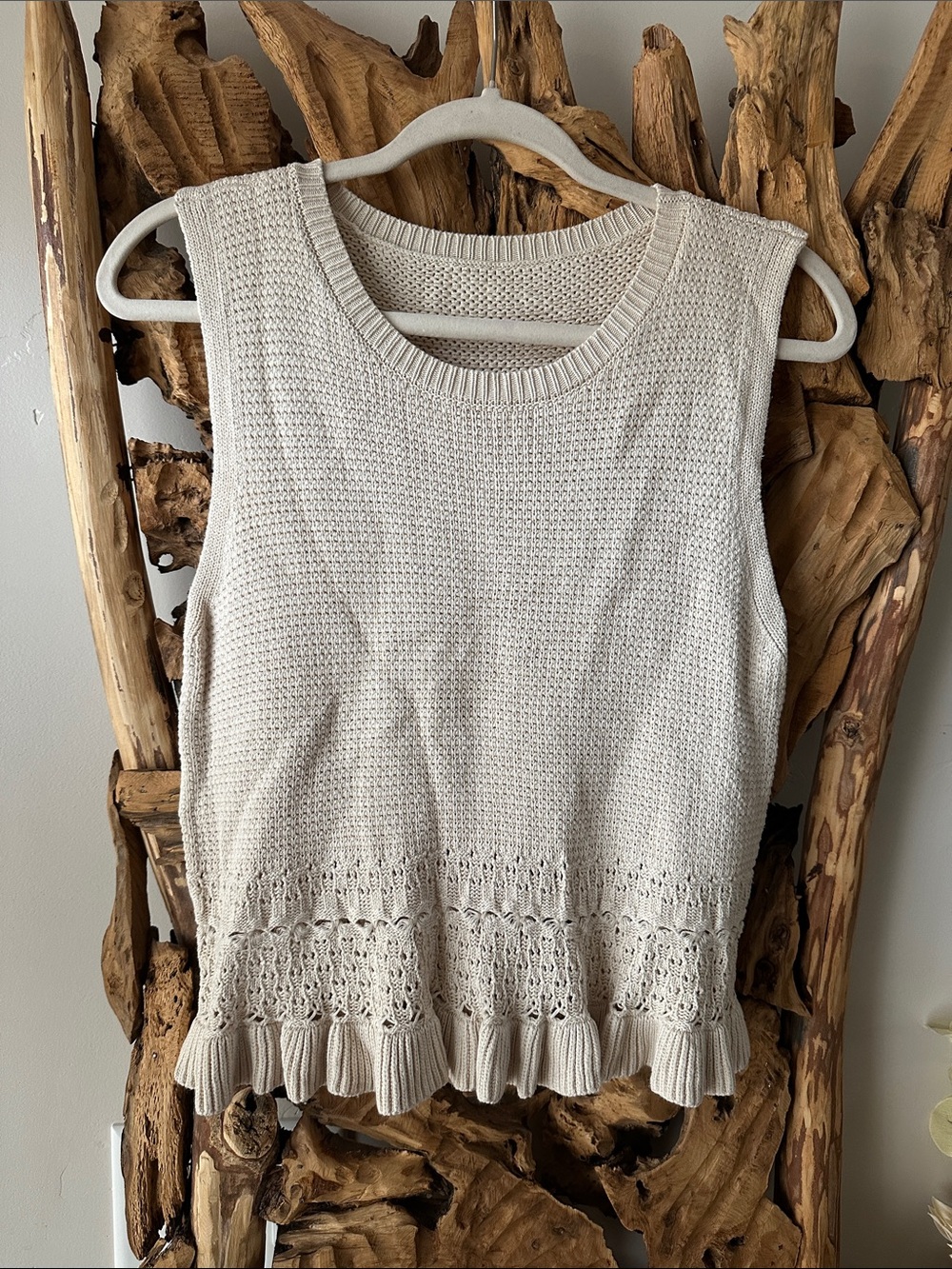 Sleeveless Knit Tank Top in Cream